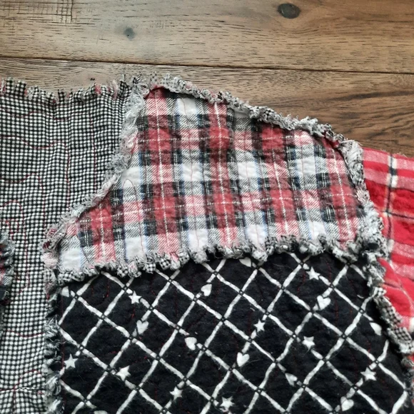 Patchwork Rag Quilt Upcycled Open Front Oversized Jacket - Picture 4 of 16